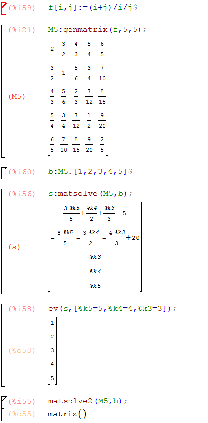 Solve Ax=b in Maxima, part 2 – The MaximaList